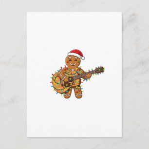 Cartão Postal De Festividades Músico Bonito de Biscoito de Gengibre Tocando Guit