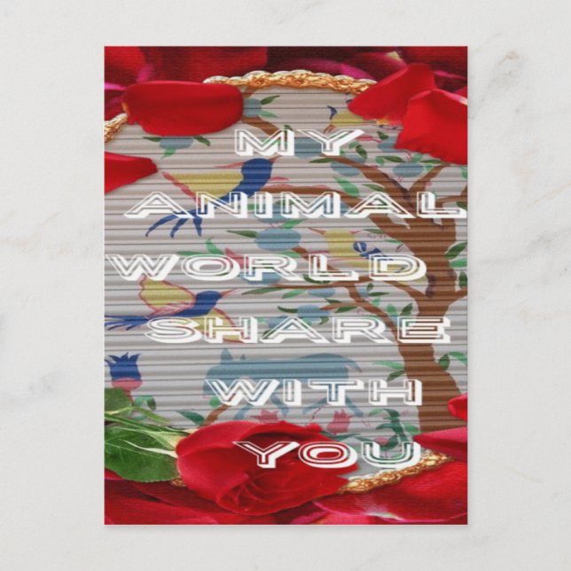 Cartão Postal De Festividades My animals world valentine.png (Frente)