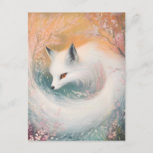 Cartão Postal De Festividades Mystic Bloom Primavera Fox Watercolor