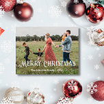 Cartão Postal De Festividades na moda de natal feliz foto de tipografia branca<br><div class="desc">foto de fundo do freepik.com elegante na moda branco de natal,  branco,  cartaz fotográfico de Natal,  você pode mudar a cor e o estilo da fonte. dois cartões laterais,  no outro lado,  desejos de feriado.</div>