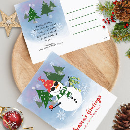 Cartão Postal De Festividades Na moda moderno - Script Snowman Flocos de neve - 