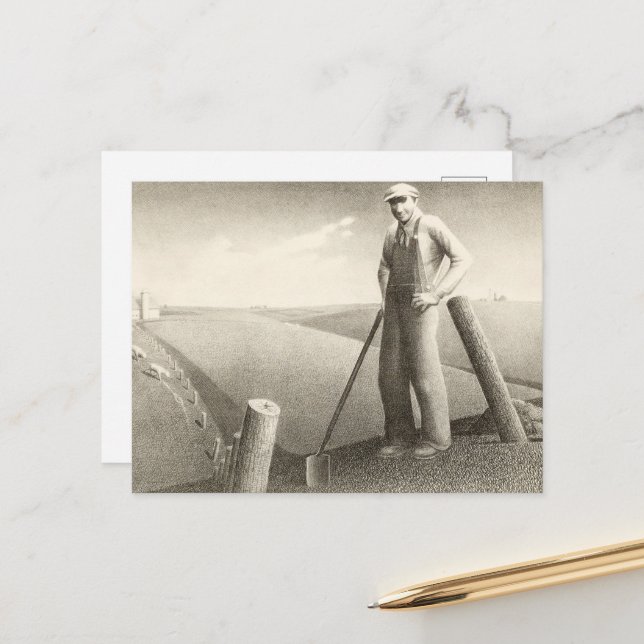 Cartão Postal De Festividades Na Primavera de Grant Wood (Frente/Verso In Situ)