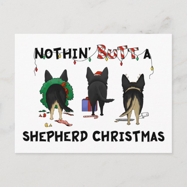 Cartão Postal De Festividades Nada de Bumbum de Natal German shepherd (Frente)