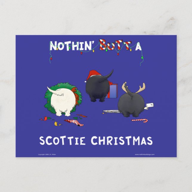 Cartão Postal De Festividades Nada de Bumbum de Natal Scottie (Frente)