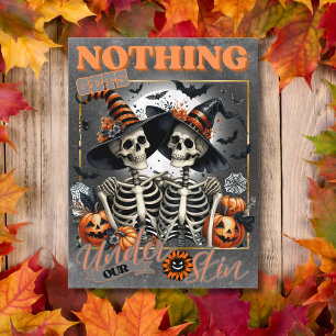Cartão Postal De Festividades Nada Entra Em Nossa Pele Esqueleto Casal