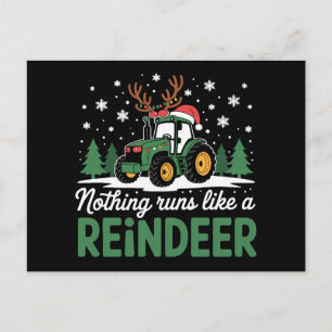 Cartão Postal De Festividades Nada funciona como um trator de Natal de rena