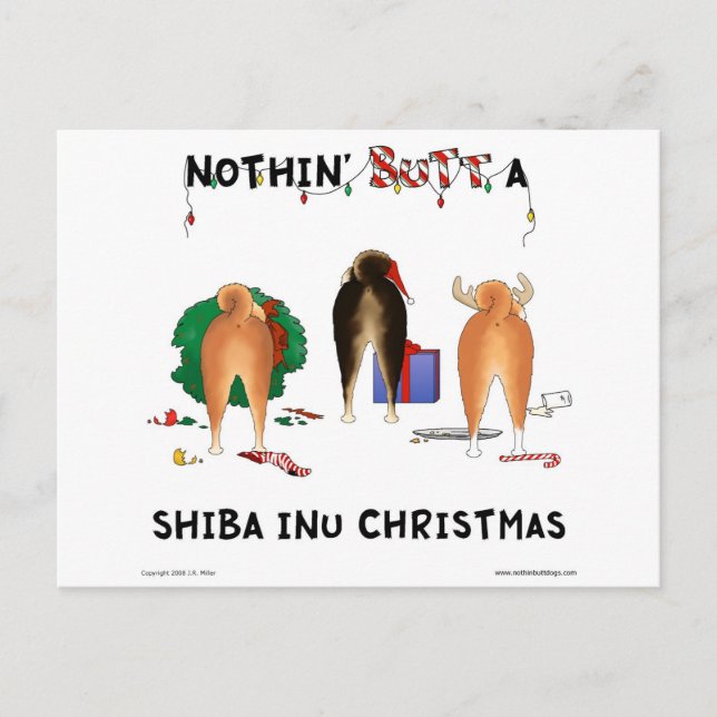Cartão Postal De Festividades Nada termina um Natal de Shiba Inu (Frente)