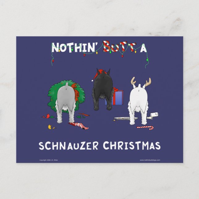 Cartão Postal De Festividades Nada termina um Natal do Schnauzer (Frente)