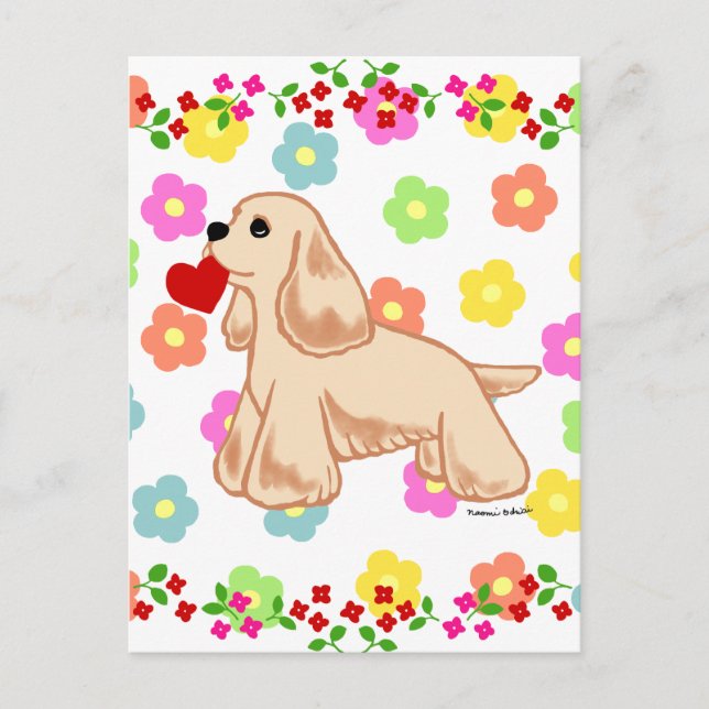 Cartão Postal De Festividades Namorados Americano Cocker Spaniel (Frente)