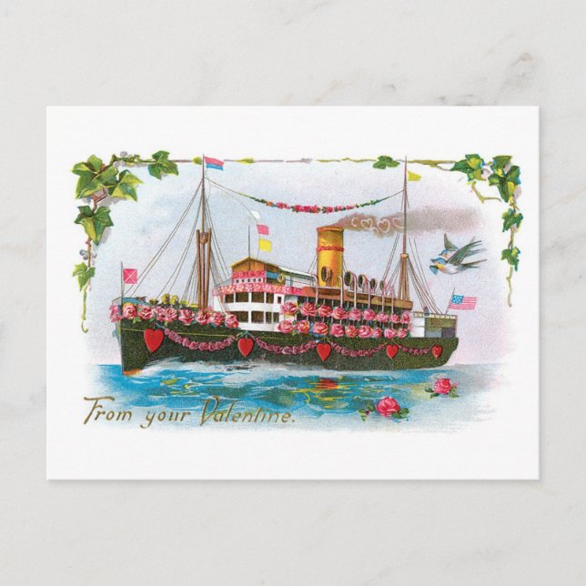 Cartão Postal De Festividades Namorados antigo (Frente)