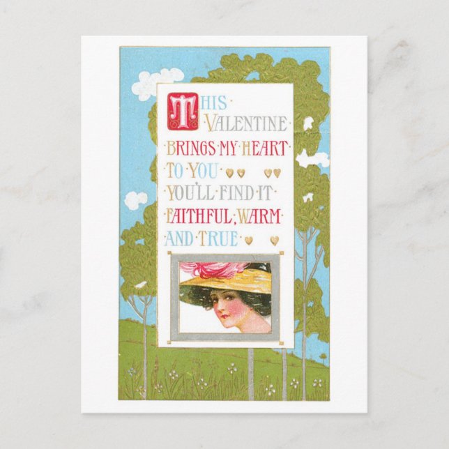 Cartão Postal De Festividades Namorados antigo (Frente)