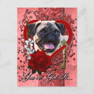 Cartão Postal De Festividades Namorados - Chave do Meu Coração - Pug