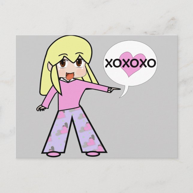 Cartão Postal De Festividades Namorados Chibi (Frente)