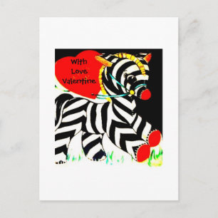 Cartão Postal De Festividades Namorados de Bebê Zebra Vintage Adorável
