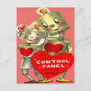 Cartão Postal De Festividades Namorados de Casal Robô Leve
