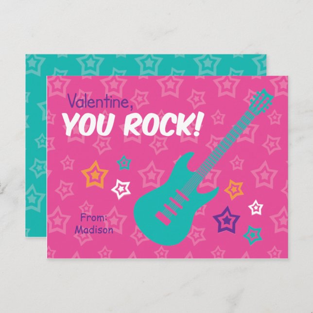 Cartão Postal De Festividades Namorados de Classe de Violão Rock (Frente/Verso)