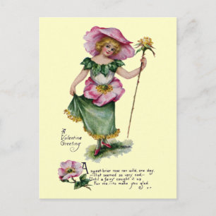 Cartão Postal De Festividades Namorados de colheita de Rosa de fadas e de Brier