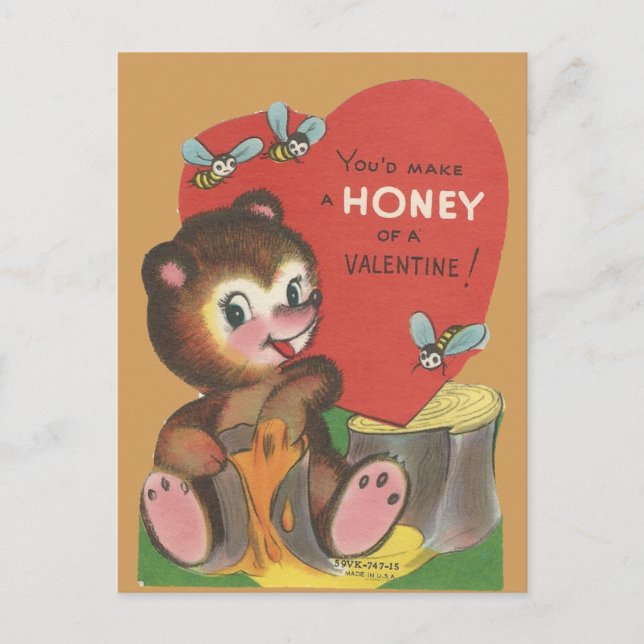 Cartão Postal De Festividades Namorados de "Honey Bear" (Frente)