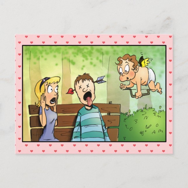 Cartão Postal De Festividades Namorados de Seta de Cupid (Frente)