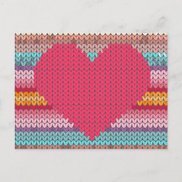 Cartão Postal De Festividades Namorados de tricô-arco-íris retro corações falsos