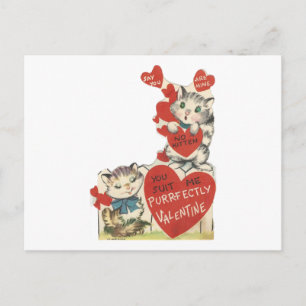 Cartão Postal De Festividades Namorados de Vintage Purr-fectly Kittens