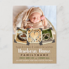 Cartão Postal De Festividades Namorados Deseja Burlap de Fotografia no Baby Inst