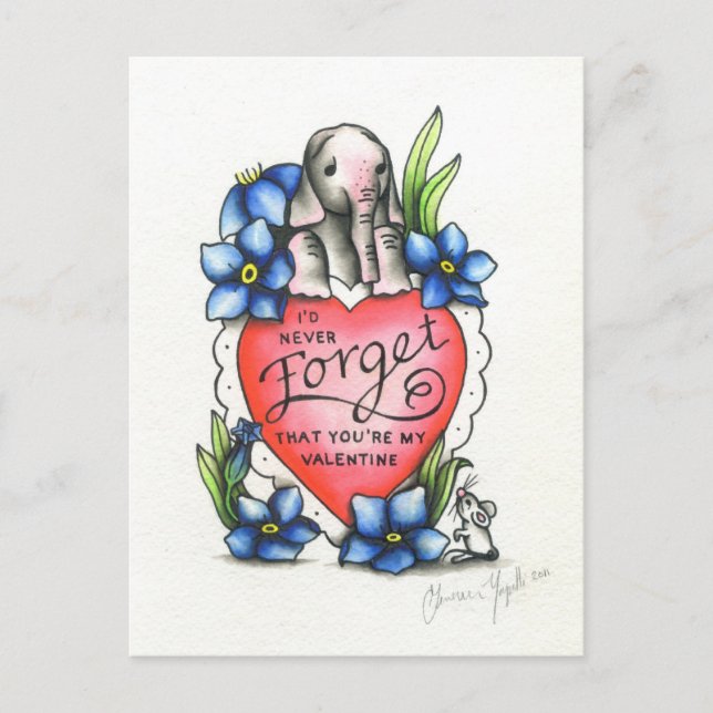 Cartão Postal De Festividades Namorados do elefante (Frente)