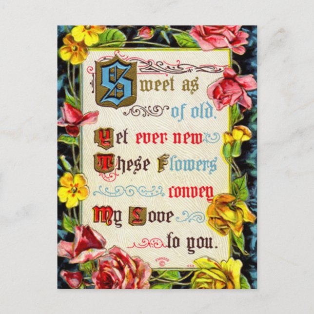 Cartão Postal De Festividades Namorados E Poema (Frente)