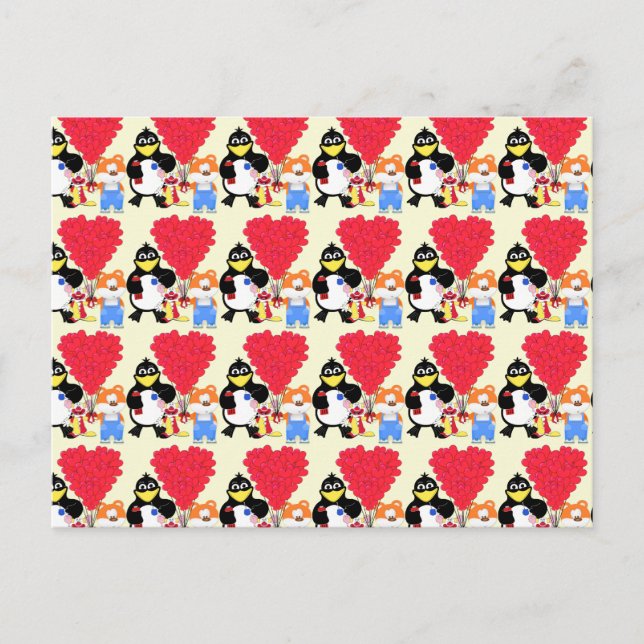 Cartão Postal De Festividades Namorados engraçados de desenho animado para crian (Frente)