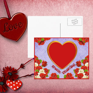 Cartão Postal De Festividades Namorados especial, Rosas e imagem adicional