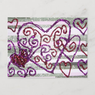 Cartão Postal De Festividades Namorados Glittery