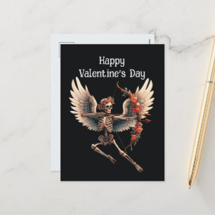 Cartão Postal De Festividades Namorados legal de esqueleto gótico-cupido