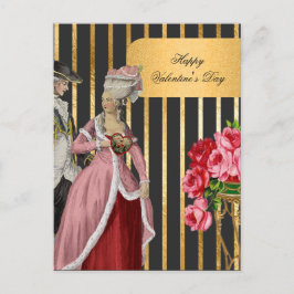 Cartão Postal De Festividades Namorados Marie Antonieta Preta e Dourada