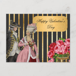 Cartão Postal De Festividades Namorados Marie Antonieta Preta e Dourada