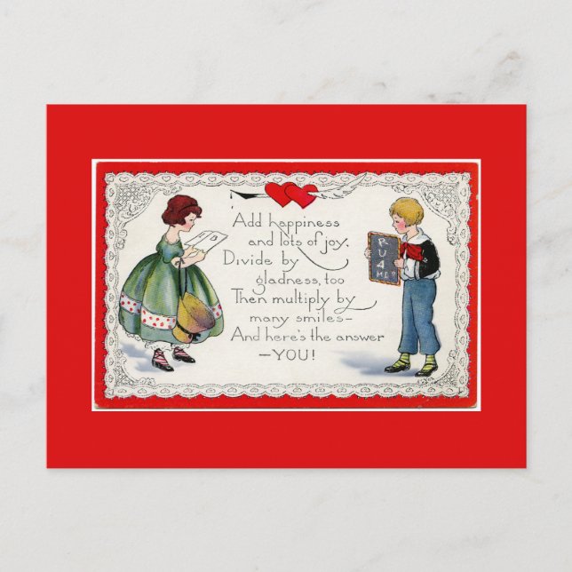Cartão Postal De Festividades Namorados para crianças retrô (Frente)