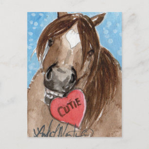 Cartão Postal De Festividades Namorados Pony Postcard Brown