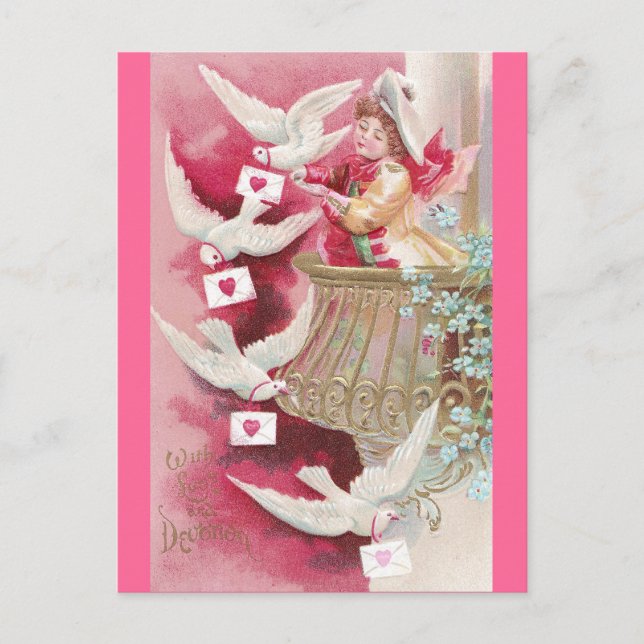 Cartão Postal De Festividades Namorados Postados do Pombo (Frente)