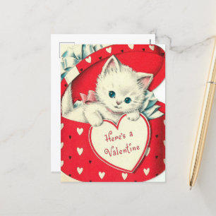 Cartão Postal De Festividades namorados retro vintage cat