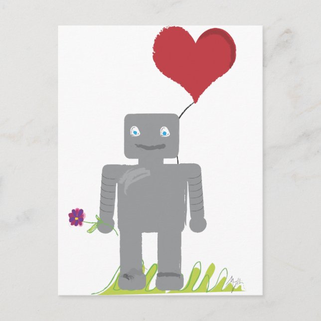 Cartão Postal De Festividades Namorados Robot Love (Frente)