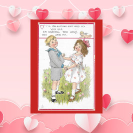 Cartão Postal De Festividades Namorados Vintage 1915 Dancing Boy and Girl