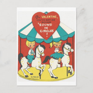 Cartão Postal De Festividades Namorados Vintage Carousel