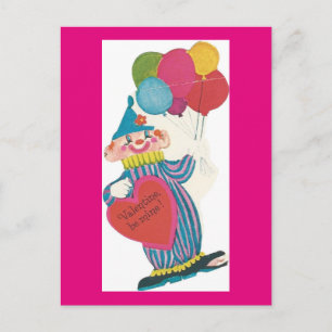 Cartão Postal De Festividades Namorados Vintage Clown