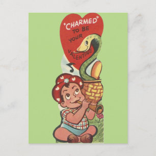 Cartão Postal De Festividades Namorados Vintage Cobra Charmer