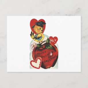 Cartão Postal De Festividades Namorados Vintage Scholarly Bird