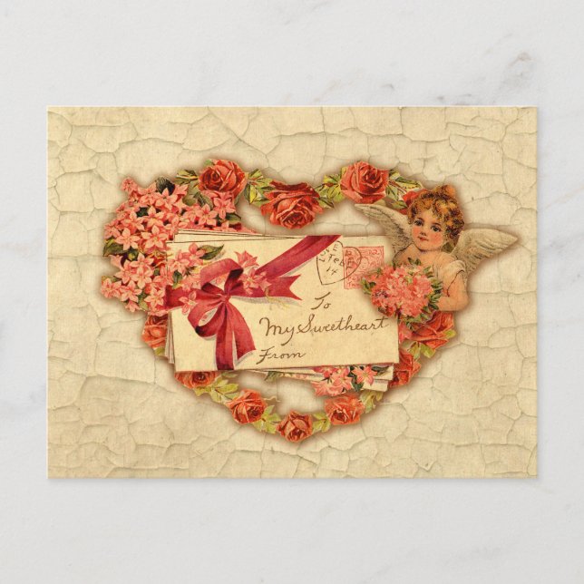 Cartão Postal De Festividades Namorados vitoriano (Frente)