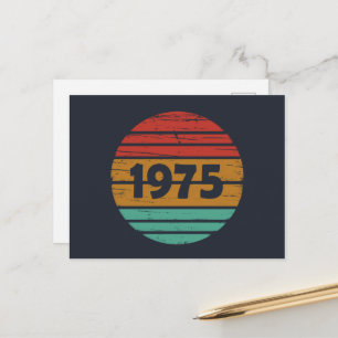 Cartão Postal De Festividades Nascer em 1975 vintage 50th festa de aniversário