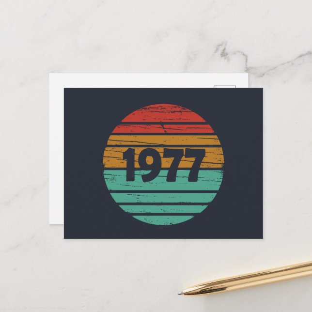 Cartão Postal De Festividades Nascer em presente de aniversário de 1977 (Frente/Verso In Situ)