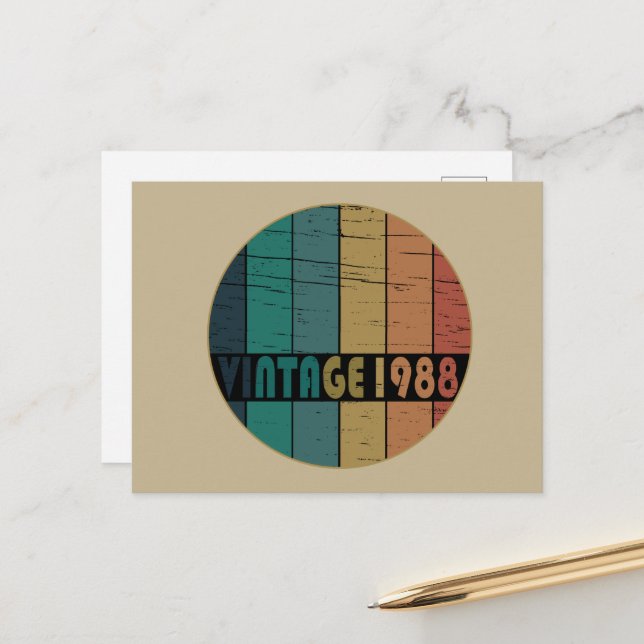 Cartão Postal De Festividades Nascer em presente de aniversário de 1988 (Frente/Verso In Situ)