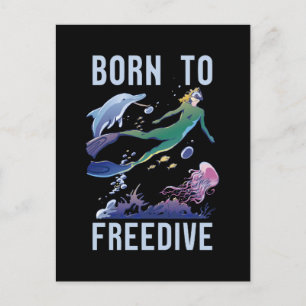 Cartão Postal De Festividades Nascer Livre À Apnoe De Peixe De Parto Freedive