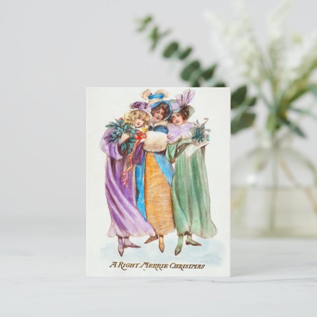 Cartão Postal De Festividades Natais vintages (Em pé/Frente)